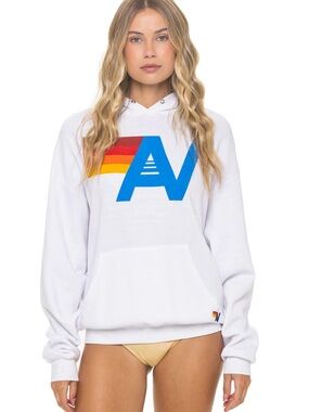 AVIATOR NATION LOGO PULLOVER RELAXED HOODIE - WHITE